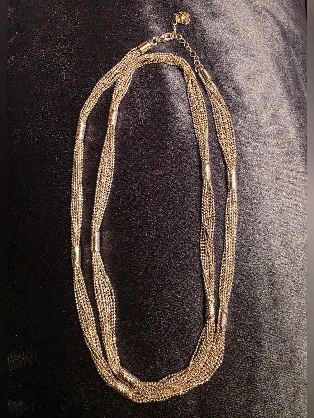 Monet Liquid Silver Multi Strand Mesh Chain Waterfall Statement Necklace Layered